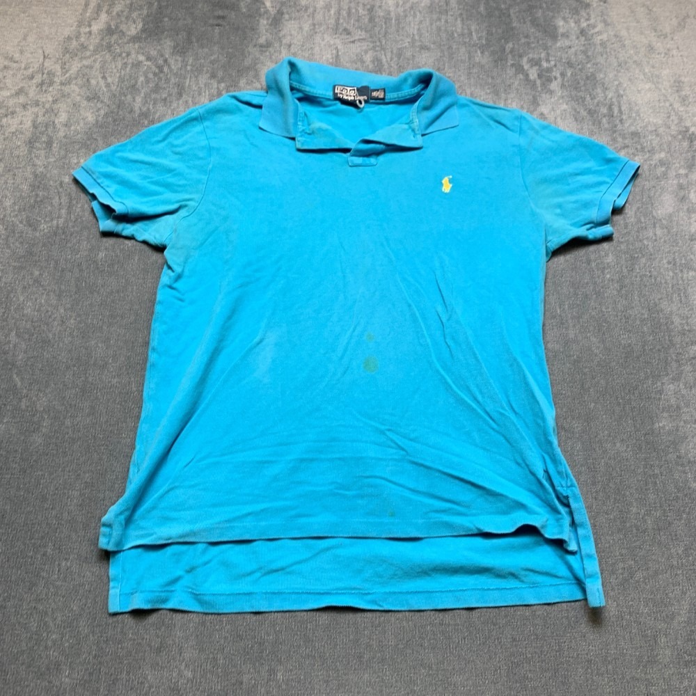 Polo By Ralph Lauren Shirt Mens XL Blue Cotton Hi Lo Hem Performance Custom Fit